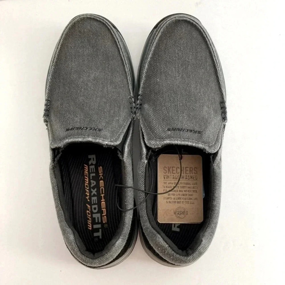 Skechers Avillo Canvas Slip-On Shoes Vintage Wash Memory Foam - Picture 5 of 7